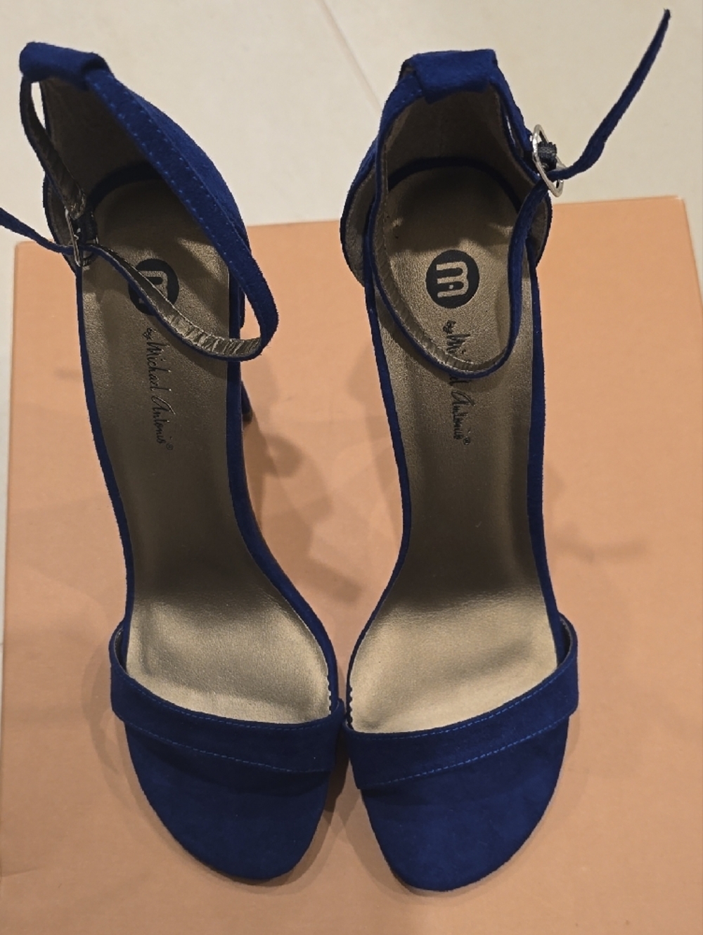 Michael Antonio Royal Blue Suede Ankle-Strap Heels-New - Picture 2 of 9